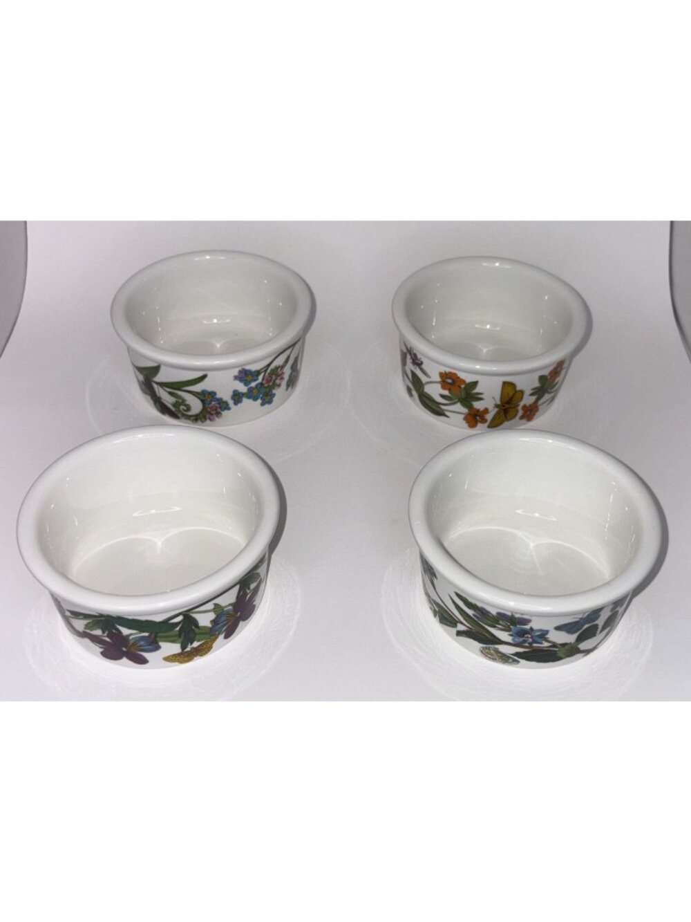 Portmeirion Botanic Garden Ramekins Set 4 Floral Butterfly Pattern